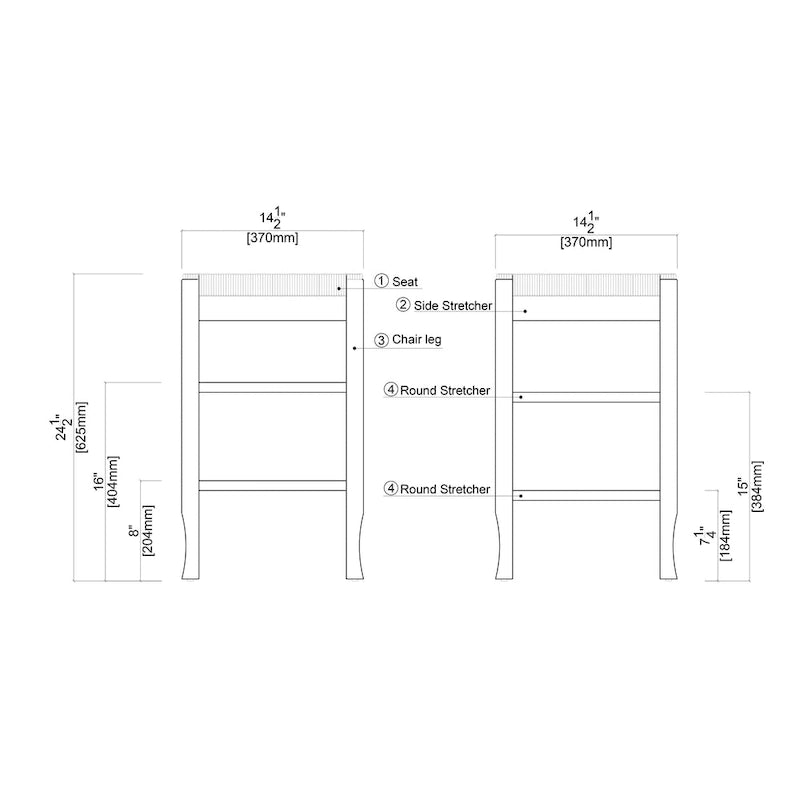 Tabouret de comptoir en bois sans dossier, carré Rush, 24 po