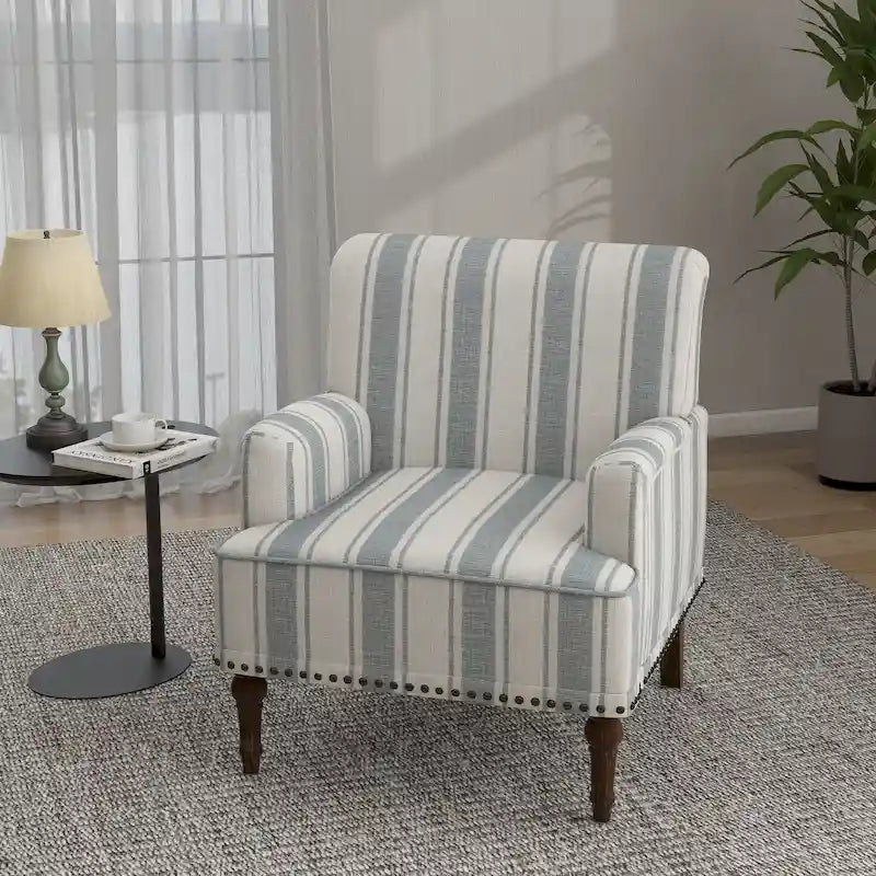 Fauteuil rembourré rayé