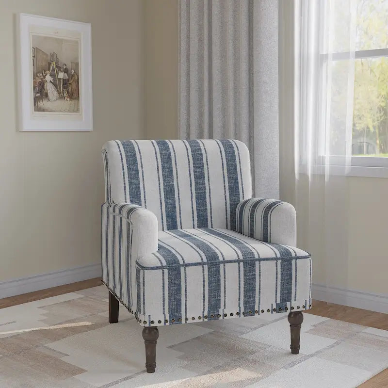 Fauteuil rembourré rayé