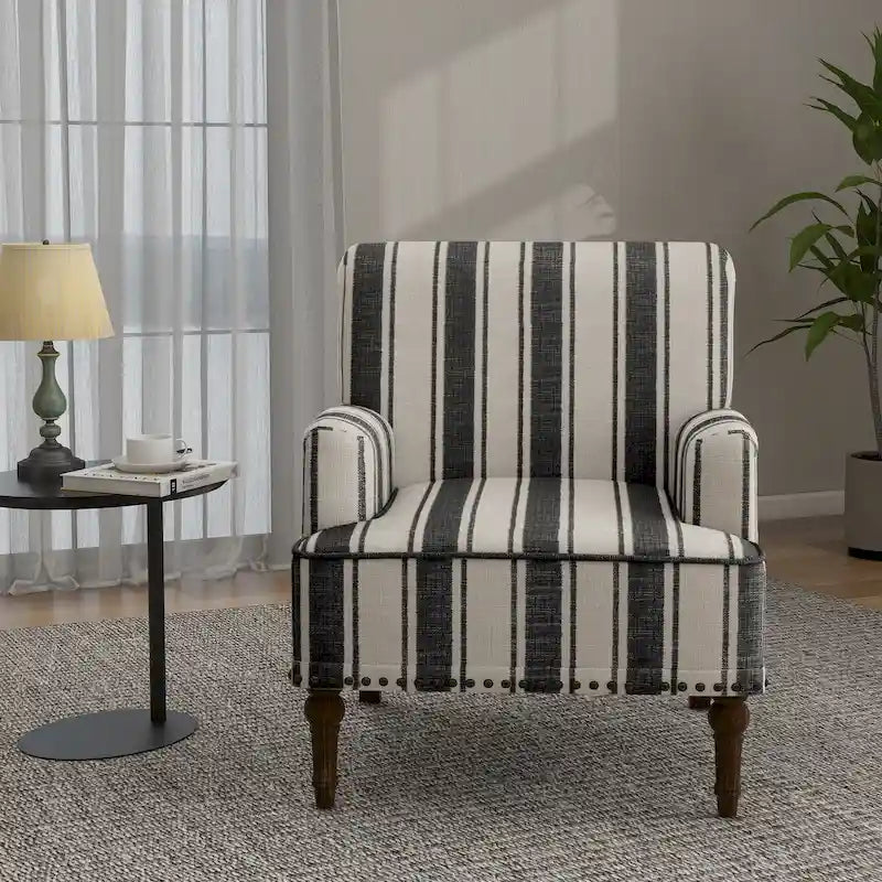 Fauteuil rembourré rayé