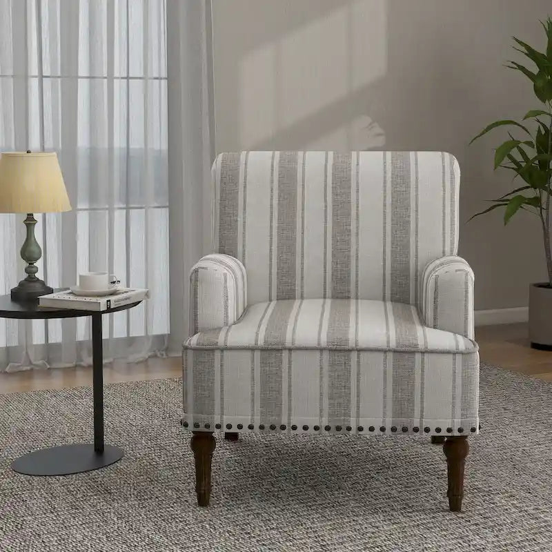 Fauteuil rembourré rayé