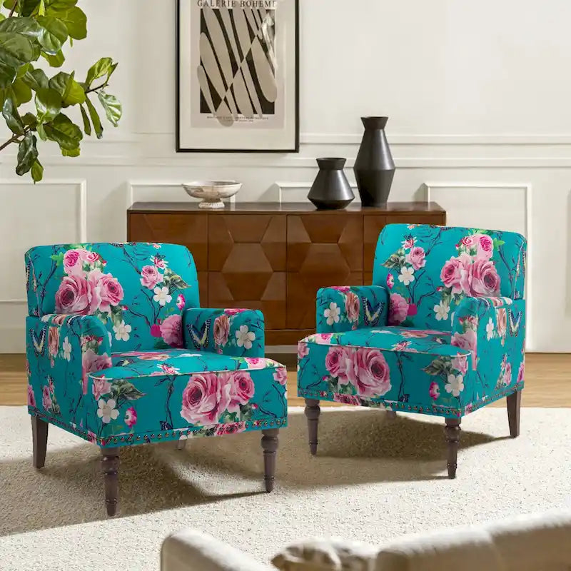 Fauteuil rembourré rayé