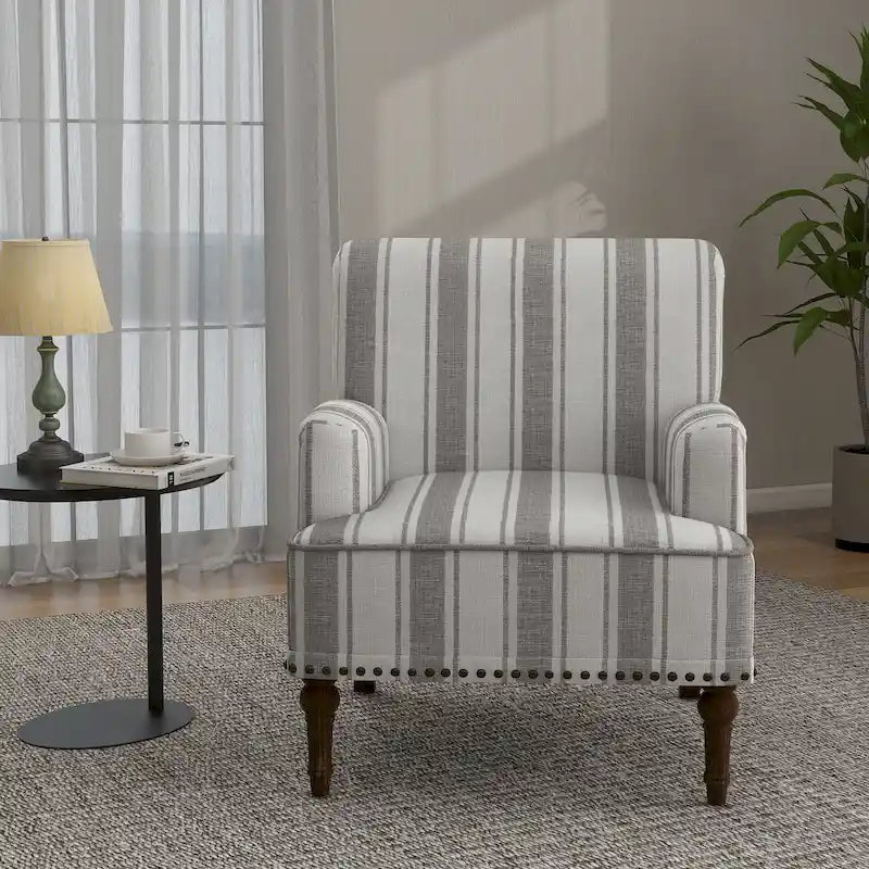 Fauteuil rembourré rayé
