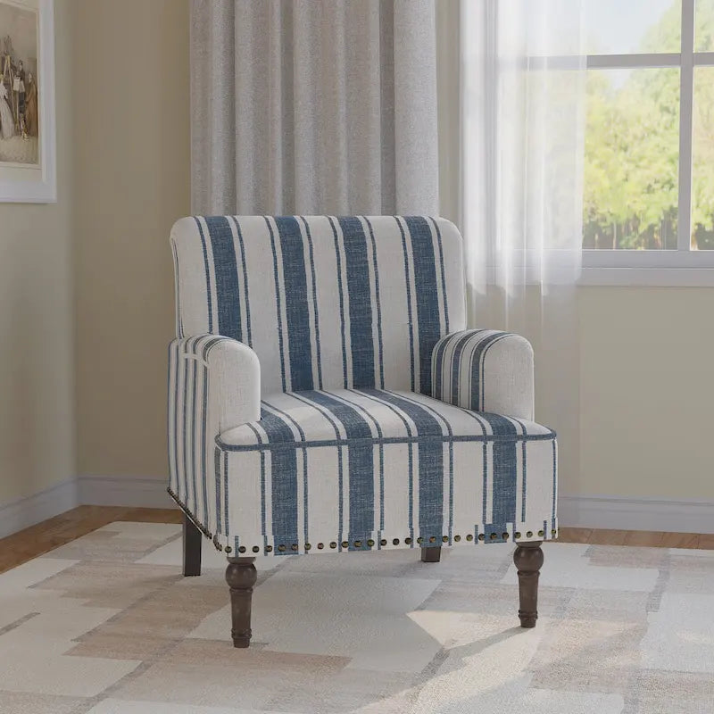 Fauteuil rembourré rayé