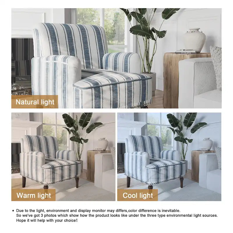 Fauteuil rembourré rayé