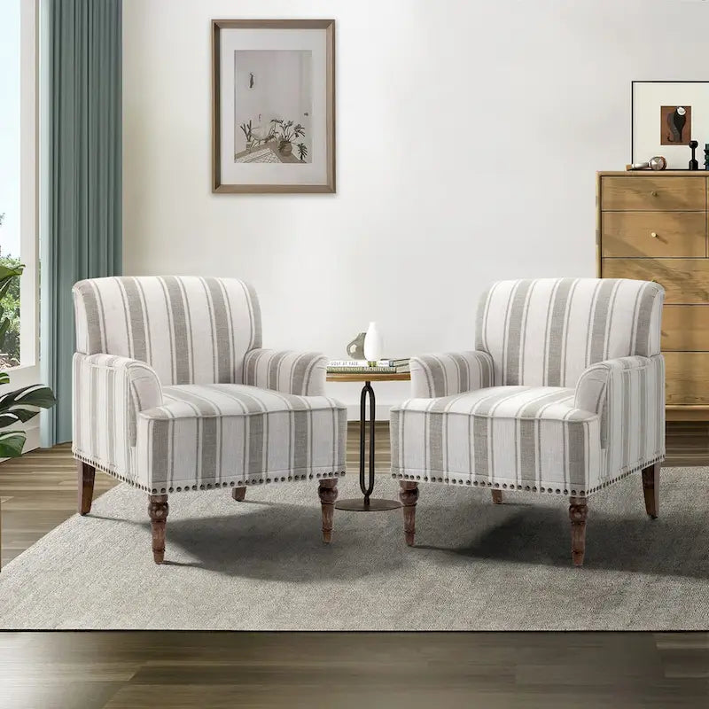 Fauteuil rembourré rayé
