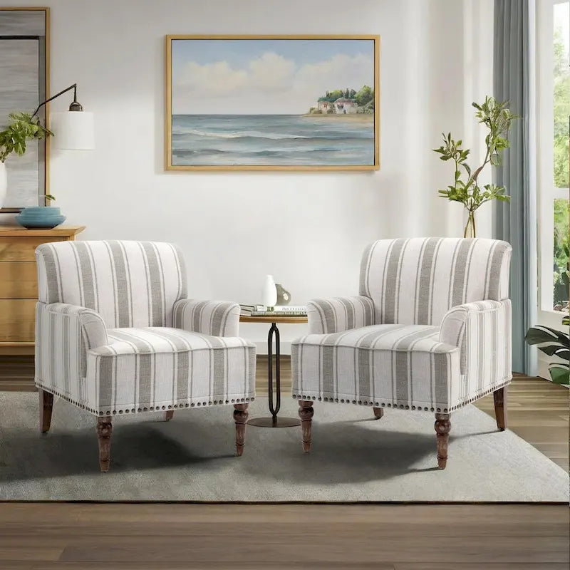 Fauteuil rembourré rayé