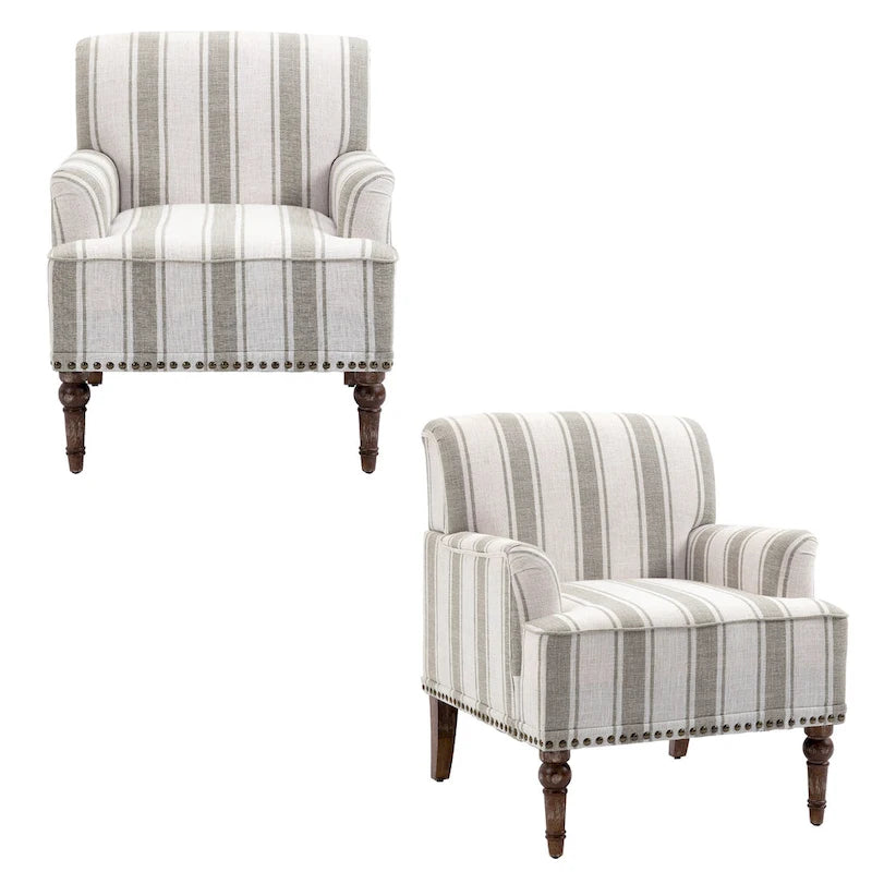 Fauteuil rembourré rayé