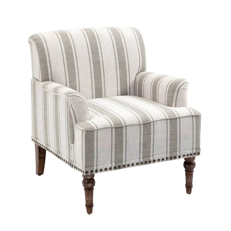 Fauteuil rembourré rayé