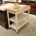 Chariot îlot de cuisine avec plateau en bois et roues verrouillables