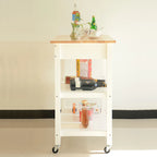 Chariot îlot de cuisine avec plateau en bois et roues verrouillables