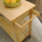 Chariot îlot de cuisine avec plateau en bois et roues verrouillables