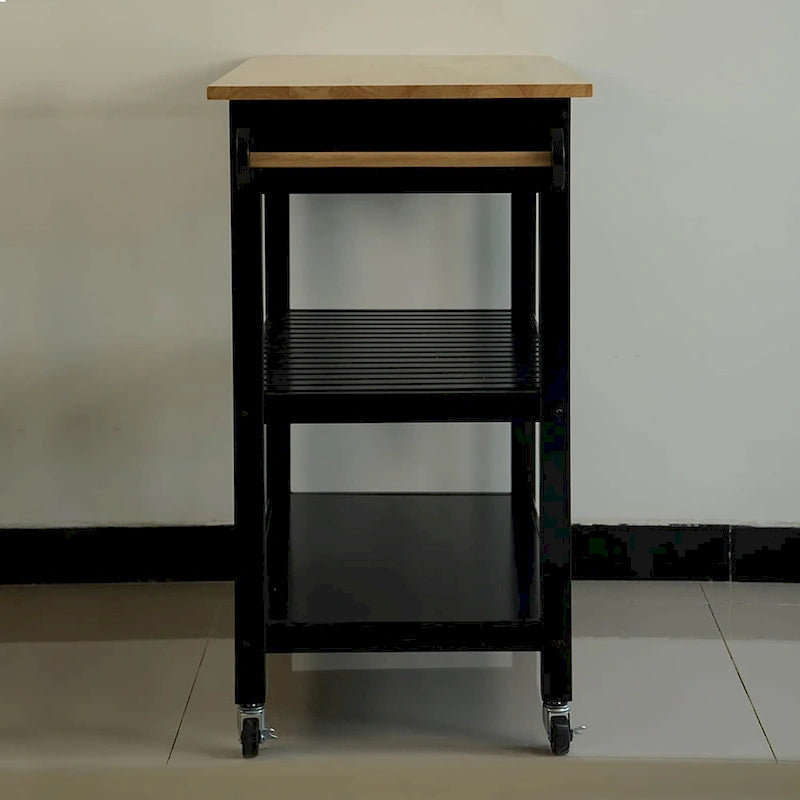 Chariot îlot de cuisine avec plateau en bois et roues verrouillables