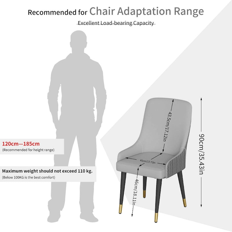 Lot de 2 chaises de salle à manger capitonnées avec anneau de traction tête de lion