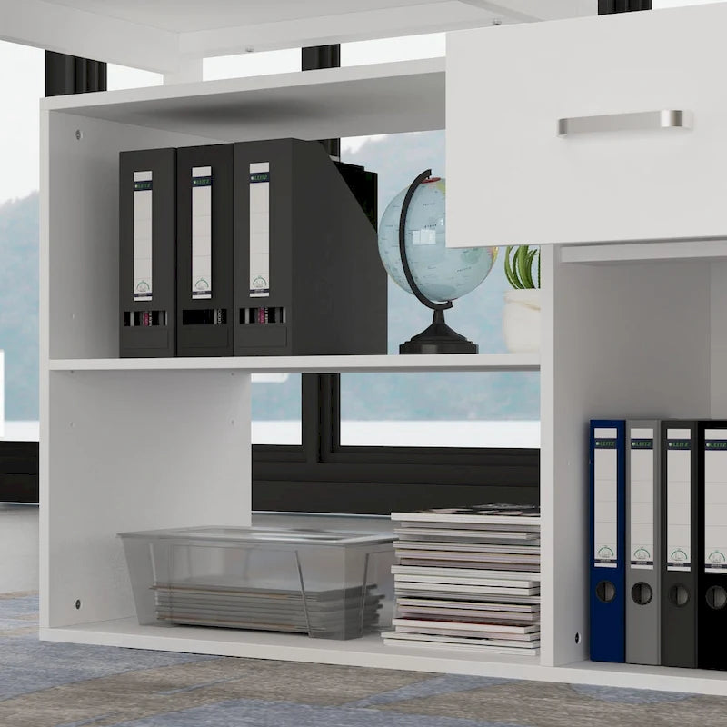 Bureau en L avec caisson à tiroirs pour la maison et le bureau