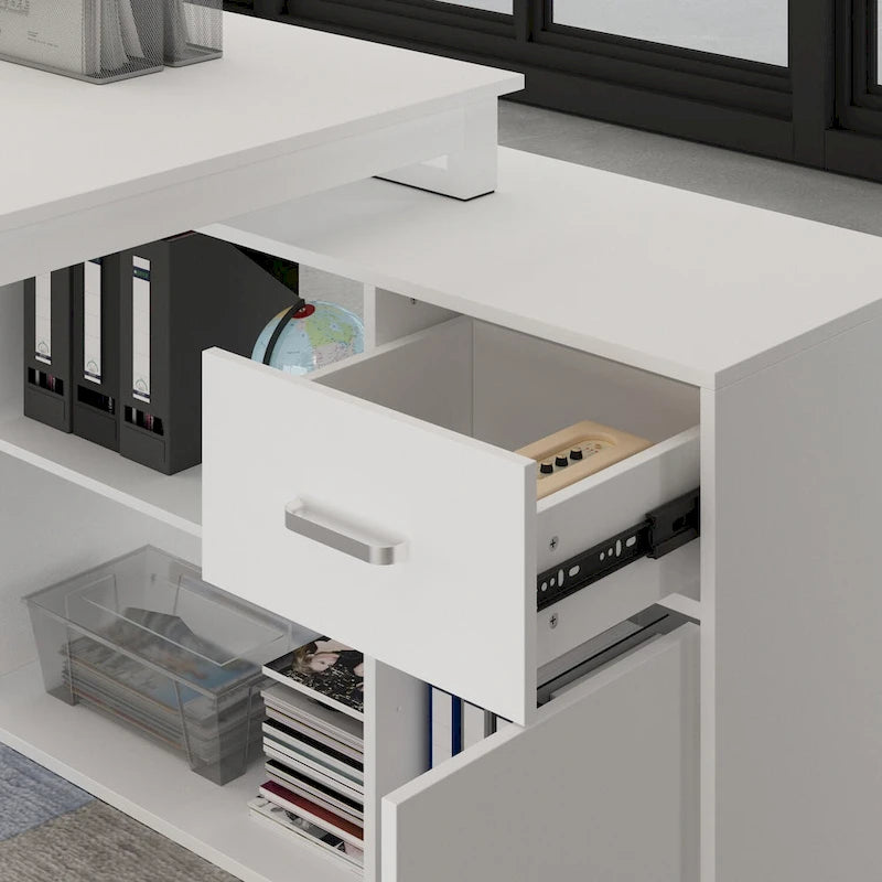 Bureau en L avec caisson à tiroirs pour la maison et le bureau