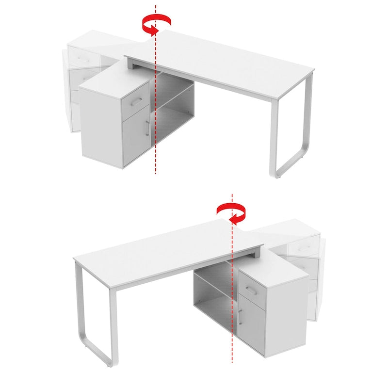 Bureau en L avec caisson à tiroirs pour la maison et le bureau
