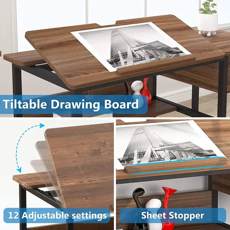 Table de Dessin et d'Architecte de 47 Pouces avec Plateau Inclinable