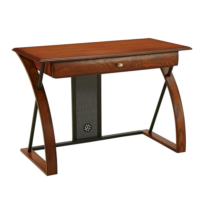 Bureau classique en chêne avec tablette coulissante pour clavier