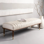 Banc rembourré avec pieds en bois - 160 cm (L) x 51 cm (P) x 46 cm (H)
