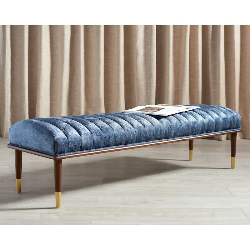Banc rembourré avec pieds en bois - 160 cm (L) x 51 cm (P) x 46 cm (H)