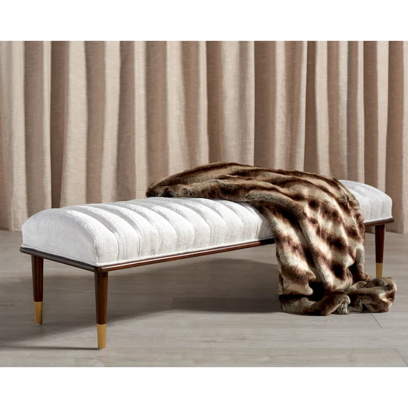 Banc rembourré avec pieds en bois - 160 cm (L) x 51 cm (P) x 46 cm (H)