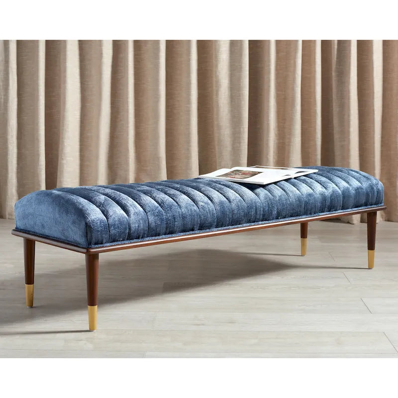 Banc rembourré avec pieds en bois - 160 cm (L) x 51 cm (P) x 46 cm (H)
