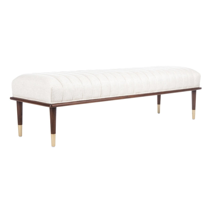 Banc rembourré avec pieds en bois - 160 cm (L) x 51 cm (P) x 46 cm (H)