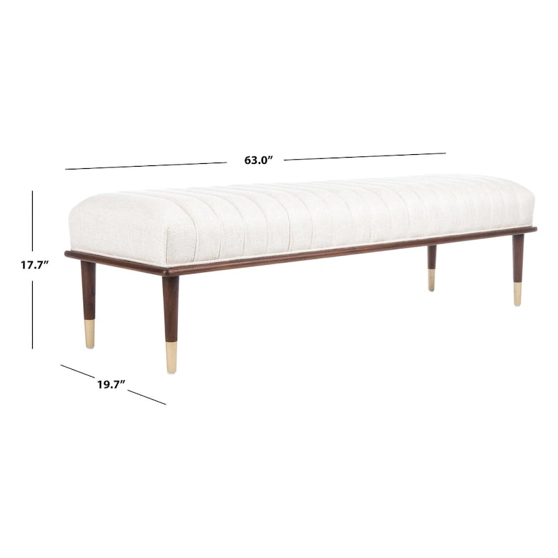 Banc rembourré avec pieds en bois - 160 cm (L) x 51 cm (P) x 46 cm (H)