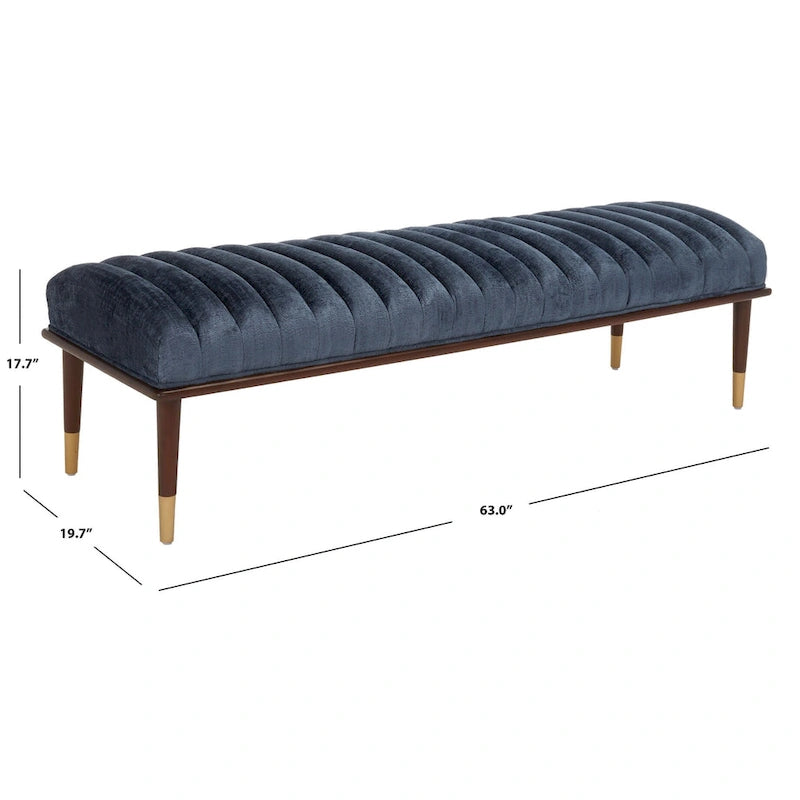 Banc rembourré avec pieds en bois - 160 cm (L) x 51 cm (P) x 46 cm (H)