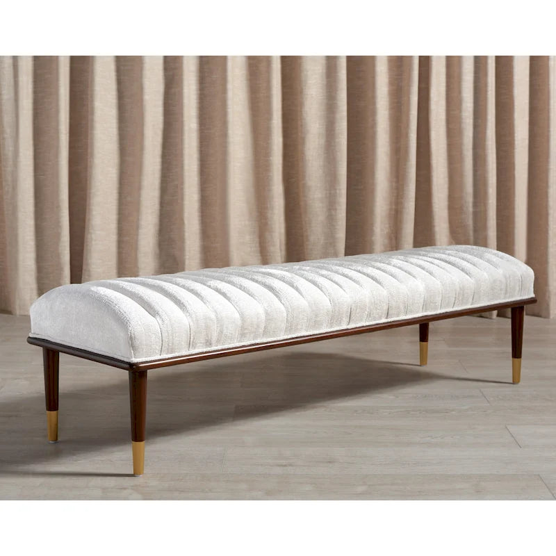 Banc rembourré avec pieds en bois - 160 cm (L) x 51 cm (P) x 46 cm (H)