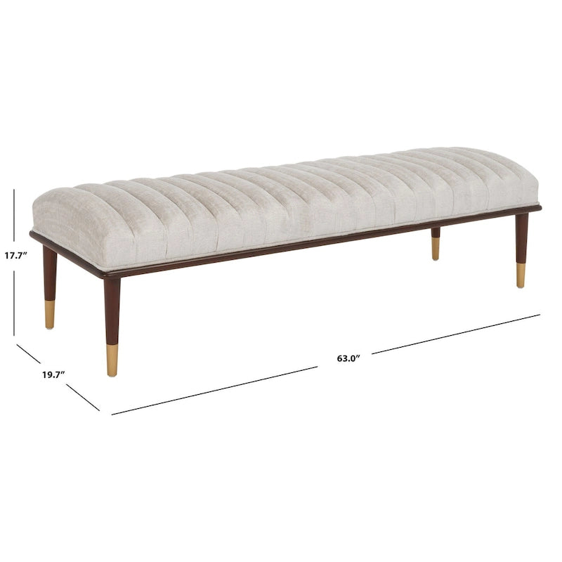 Banc rembourré avec pieds en bois - 160 cm (L) x 51 cm (P) x 46 cm (H)