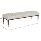 Banc rembourré avec pieds en bois - 160 cm (L) x 51 cm (P) x 46 cm (H)