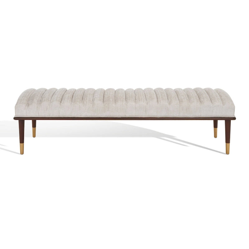 Banc rembourré avec pieds en bois - 160 cm (L) x 51 cm (P) x 46 cm (H)