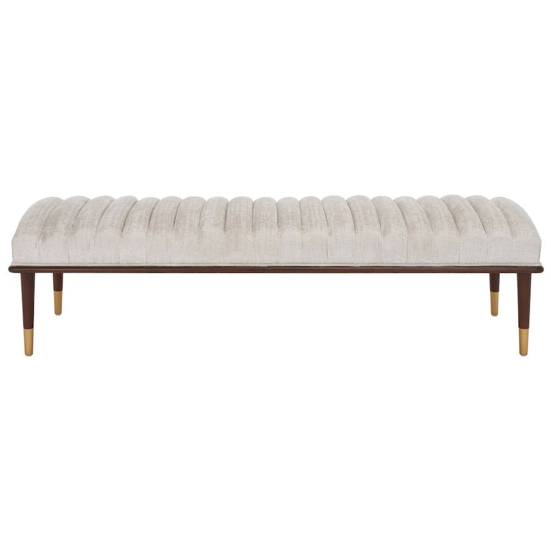 Banc rembourré avec pieds en bois - 160 cm (L) x 51 cm (P) x 46 cm (H)