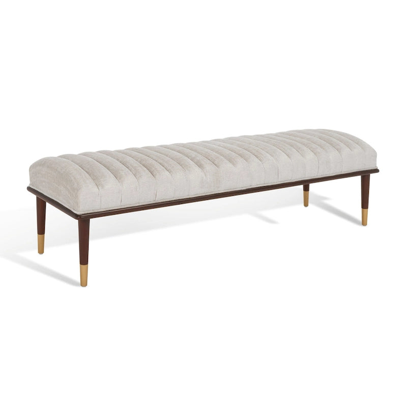Banc rembourré avec pieds en bois - 160 cm (L) x 51 cm (P) x 46 cm (H)