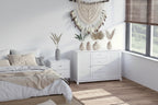 HOMCOM 47 Modern Storage Cabinet Buffet Sideboard with Drawers and Louvered Doors- White - 47.25 W x 15.75 D x 31.5 H