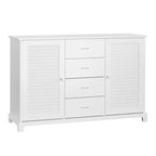 Meuble de rangement 47" avec tiroirs et portes à persiennes - Blanc