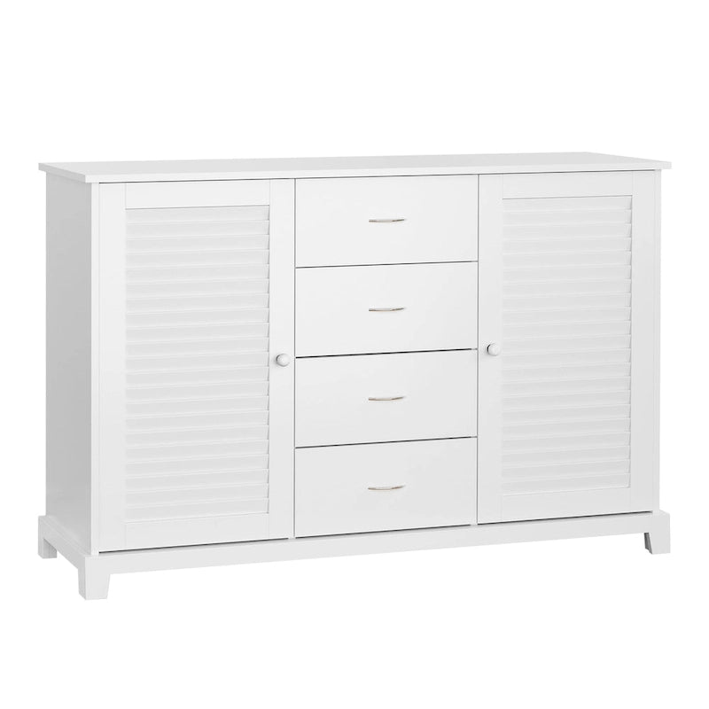 Meuble de rangement 47" avec tiroirs et portes à persiennes - Blanc