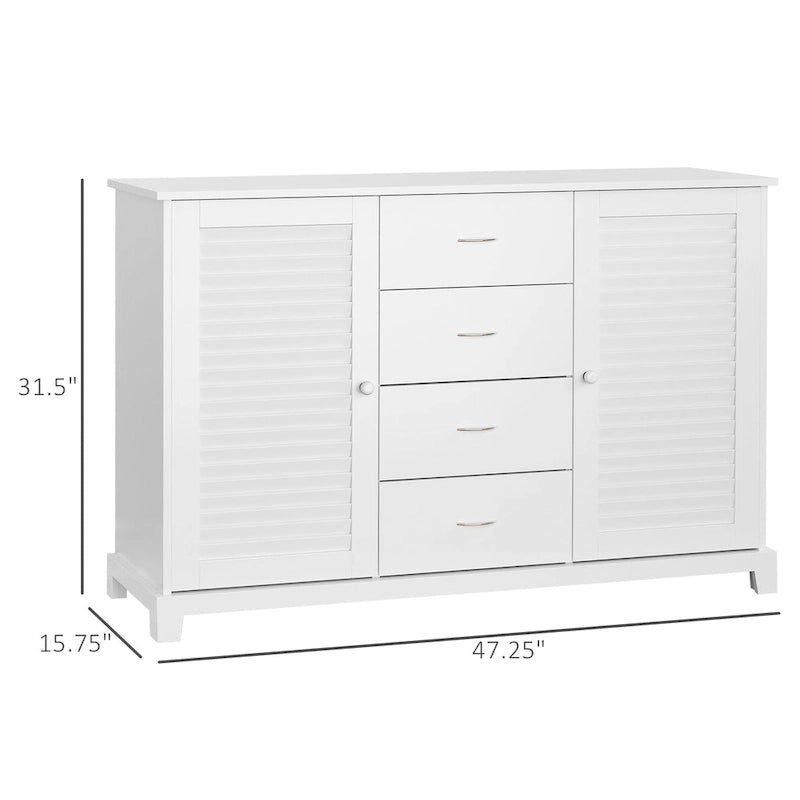 Meuble de rangement 47" avec tiroirs et portes à persiennes - Blanc