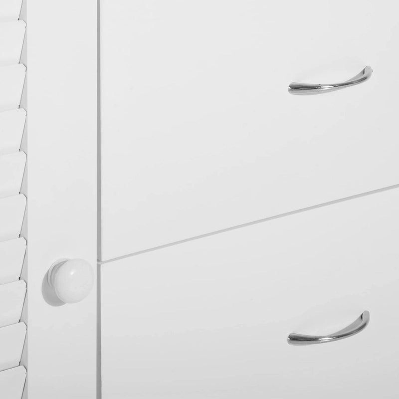 Meuble de rangement 47" avec tiroirs et portes à persiennes - Blanc