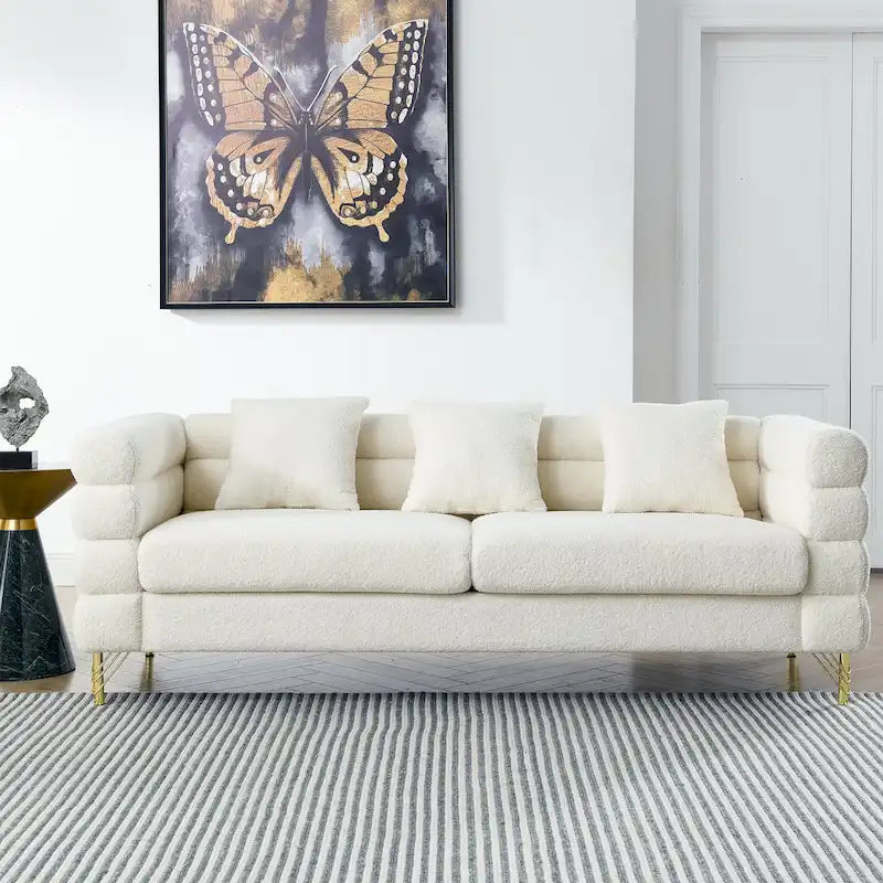 81 Inch Oversized 3 Seater Sectional Sofa, Living Room Comfort Fabric Sectional Sofa - Deep Seating Sectional Sofa, Soft Sitting