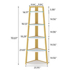Étagère d'angle à 5 niveaux avec cadre en métal, 178 cm de hauteur