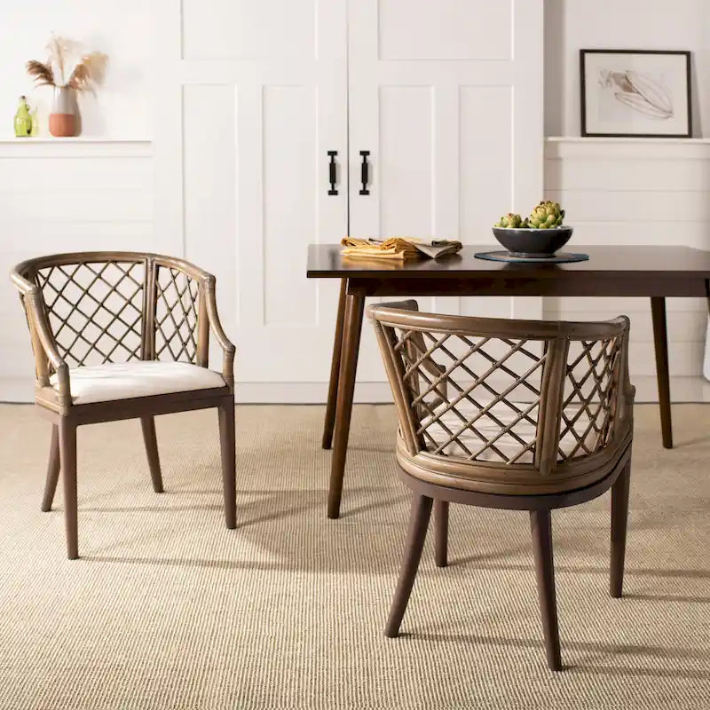 Fauteuil en rotin tressé avec coussin amovible