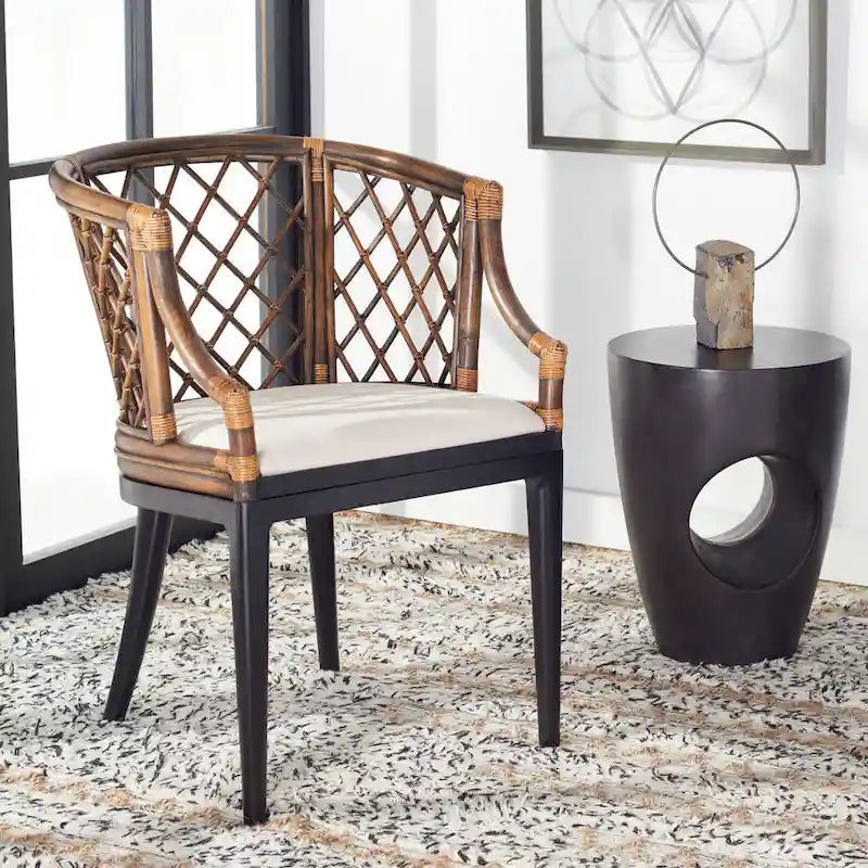 Fauteuil en rotin tressé avec coussin amovible