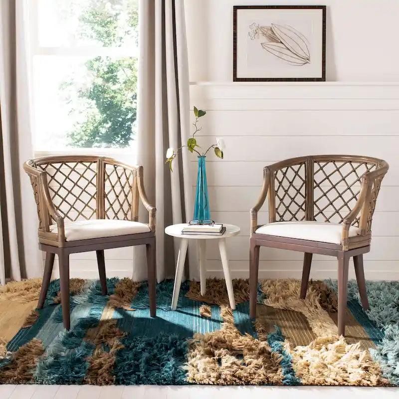 Fauteuil en rotin tressé avec coussin amovible