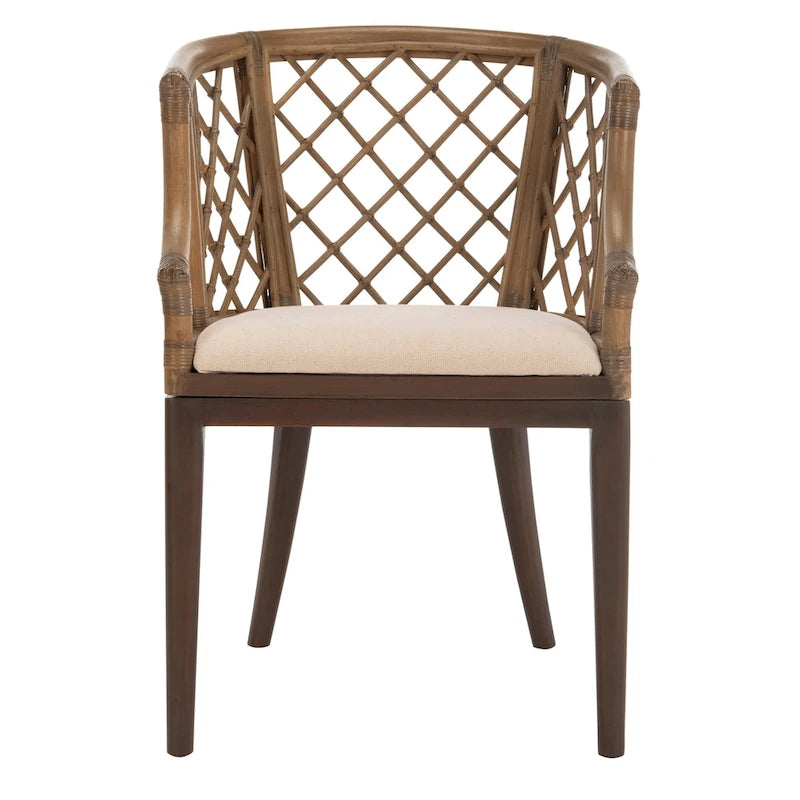 Fauteuil en rotin tressé avec coussin amovible