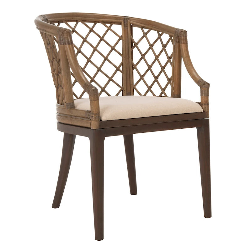 Fauteuil en rotin tressé avec coussin amovible