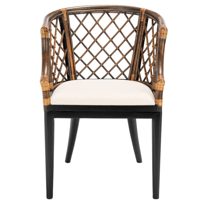 Fauteuil en rotin tressé avec coussin amovible