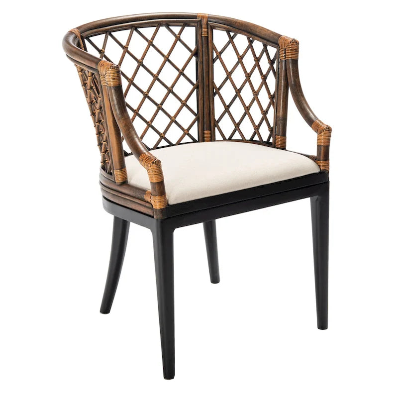 Fauteuil en rotin tressé avec coussin amovible